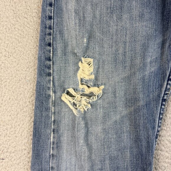 Y2K Nautica Jeans Mens 38x34 Blue Distressed Faded Cotton Boot Cut Relaxed Denim - Picture 12 of 16